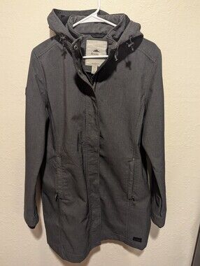 ROOTS Women’s Windbreaker Jacket Rain Coat Hooded Waterproof Gray Size XL